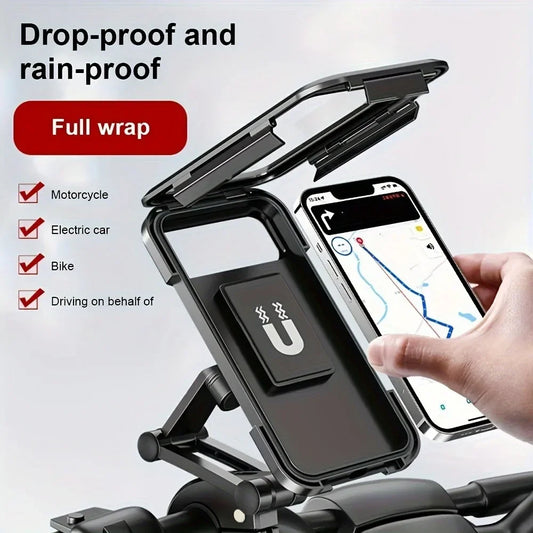 360° Motorcycle Phone Holder - Waterproof, Magnetic & Anti-Vibration