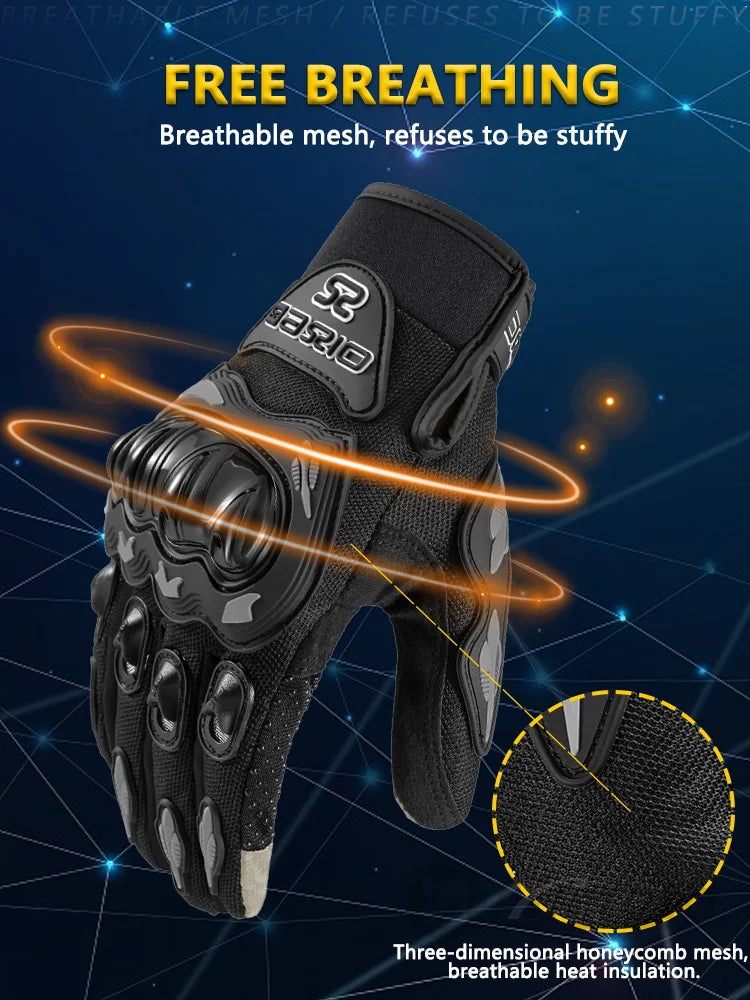 Breathable Motorcycle Gloves - Touchscreen, Non-Slip & Lightweight for Hot Weather