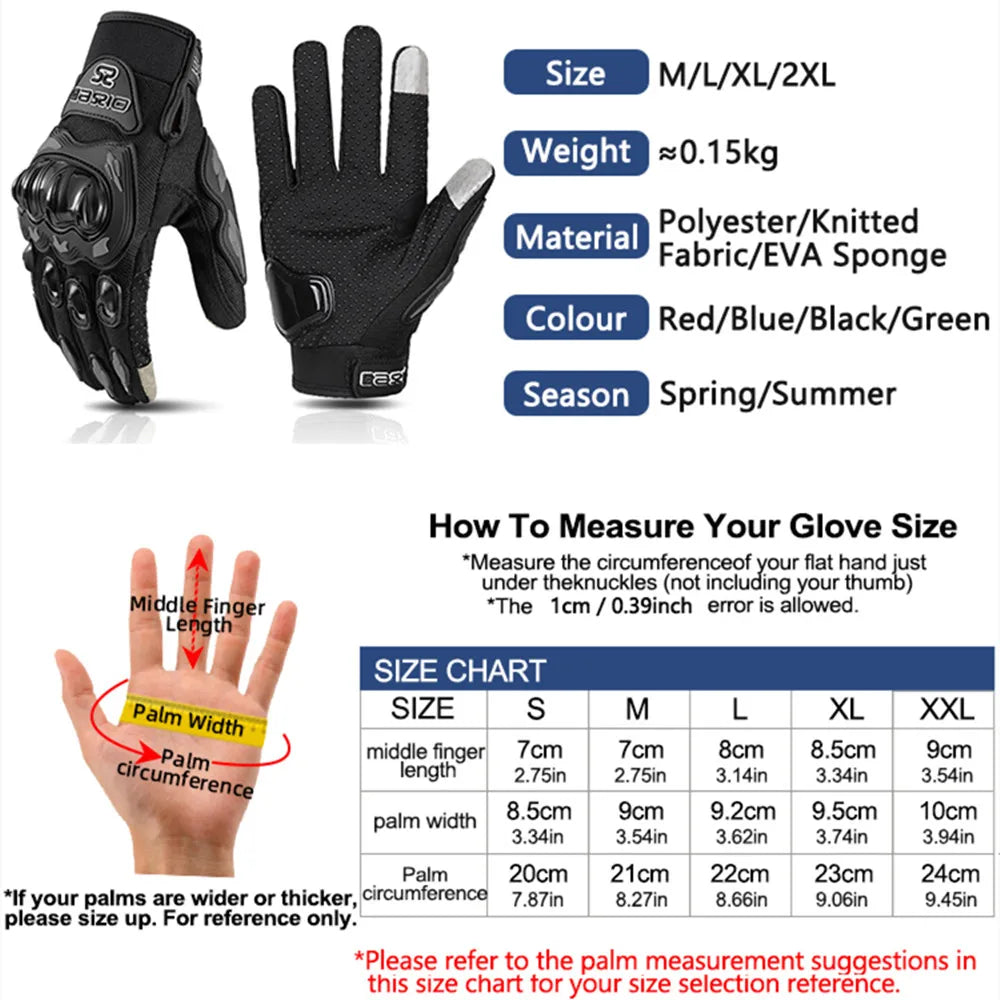 Breathable Motorcycle Gloves - Touchscreen, Non-Slip & Lightweight for Hot Weather
