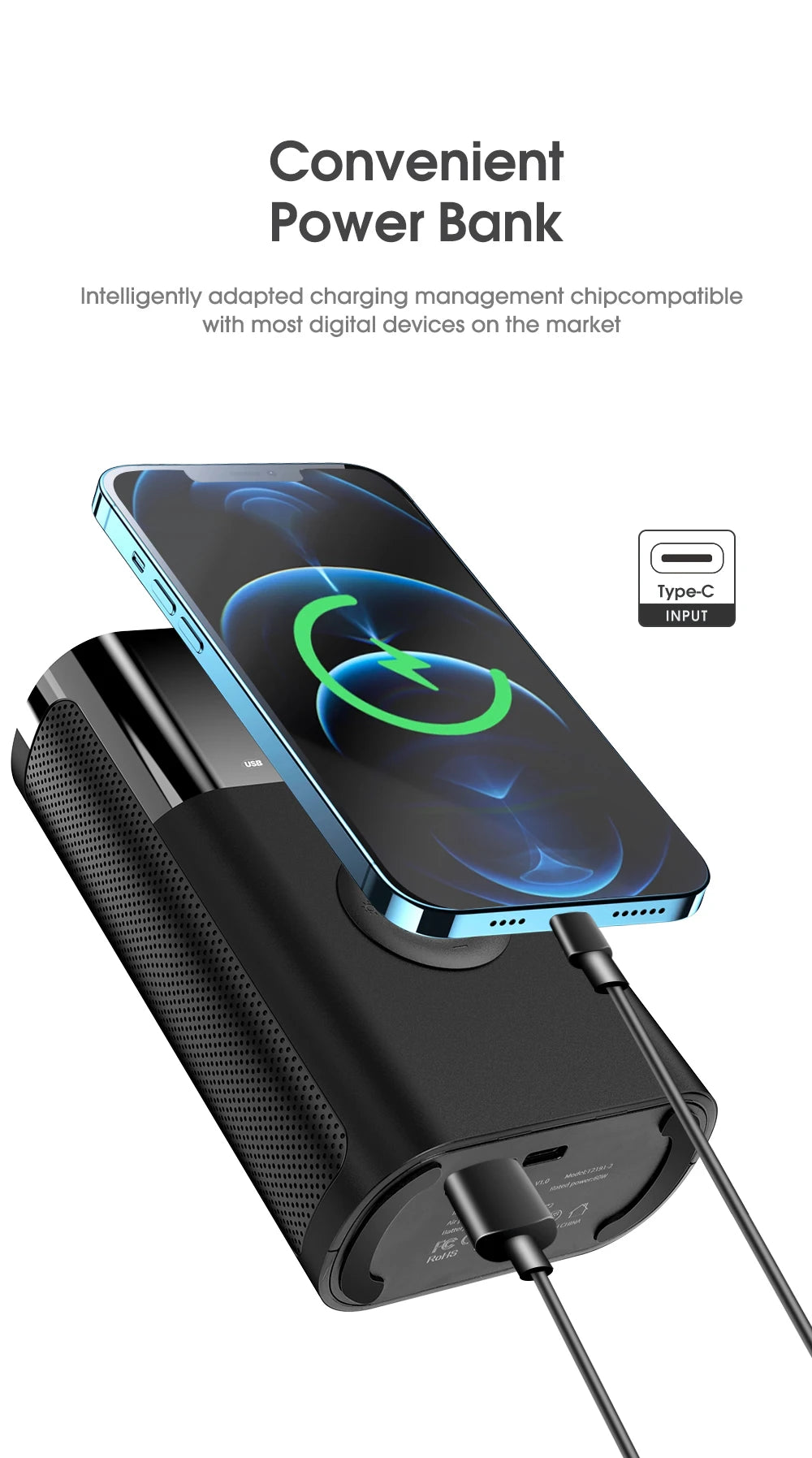 Portable Air Compressor Pump - Wireless, Fast Inflation for Motorcycle & Car Tires