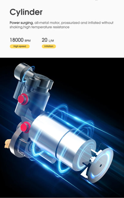 Portable Air Compressor Pump - Wireless, Fast Inflation for Motorcycle & Car Tires