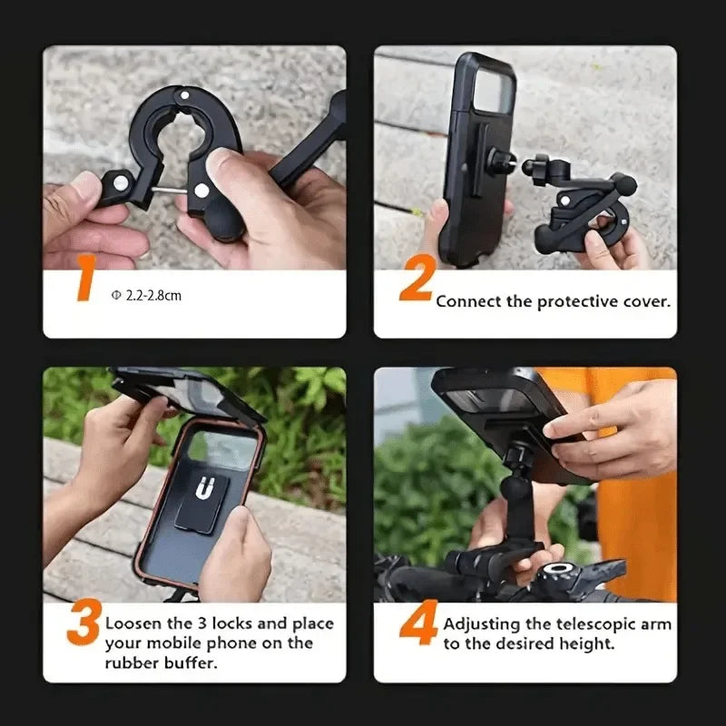 360° Motorcycle Phone Holder - Waterproof, Magnetic & Anti-Vibration
