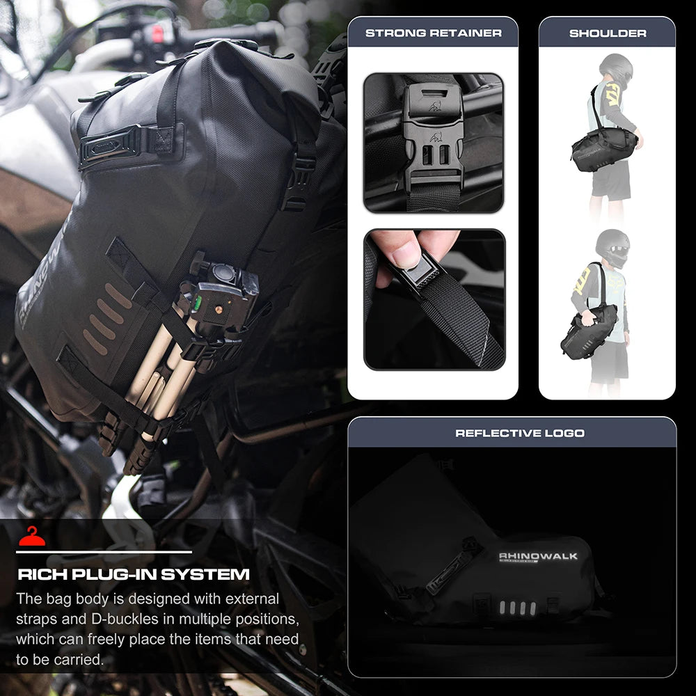 Double Motorcycle Saddle Bags - 48L Total, Waterproof & Anti-Vibration